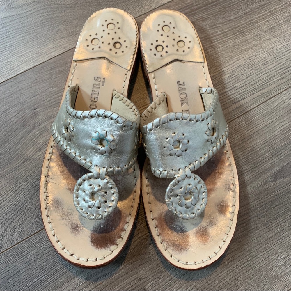 Jack Rogers platinum sandals, size 8